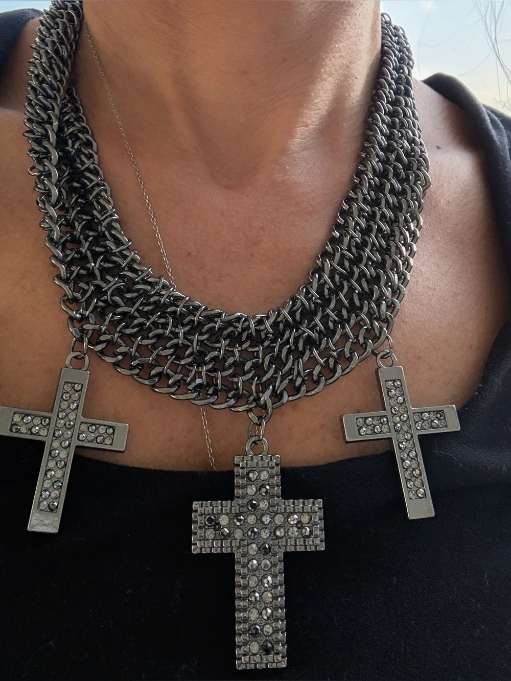 🖤 Statement Multi Cross Chain Necklace
